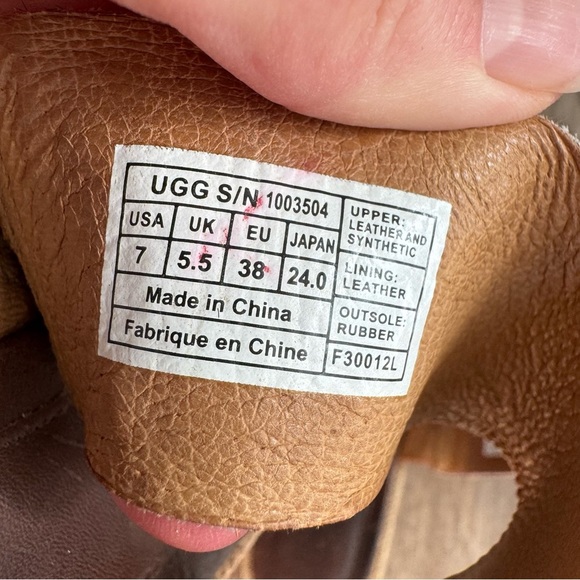 UGG Amalia Leopard Genuine Leather Two-Strap Slide Sandals - Picture 7 of 8